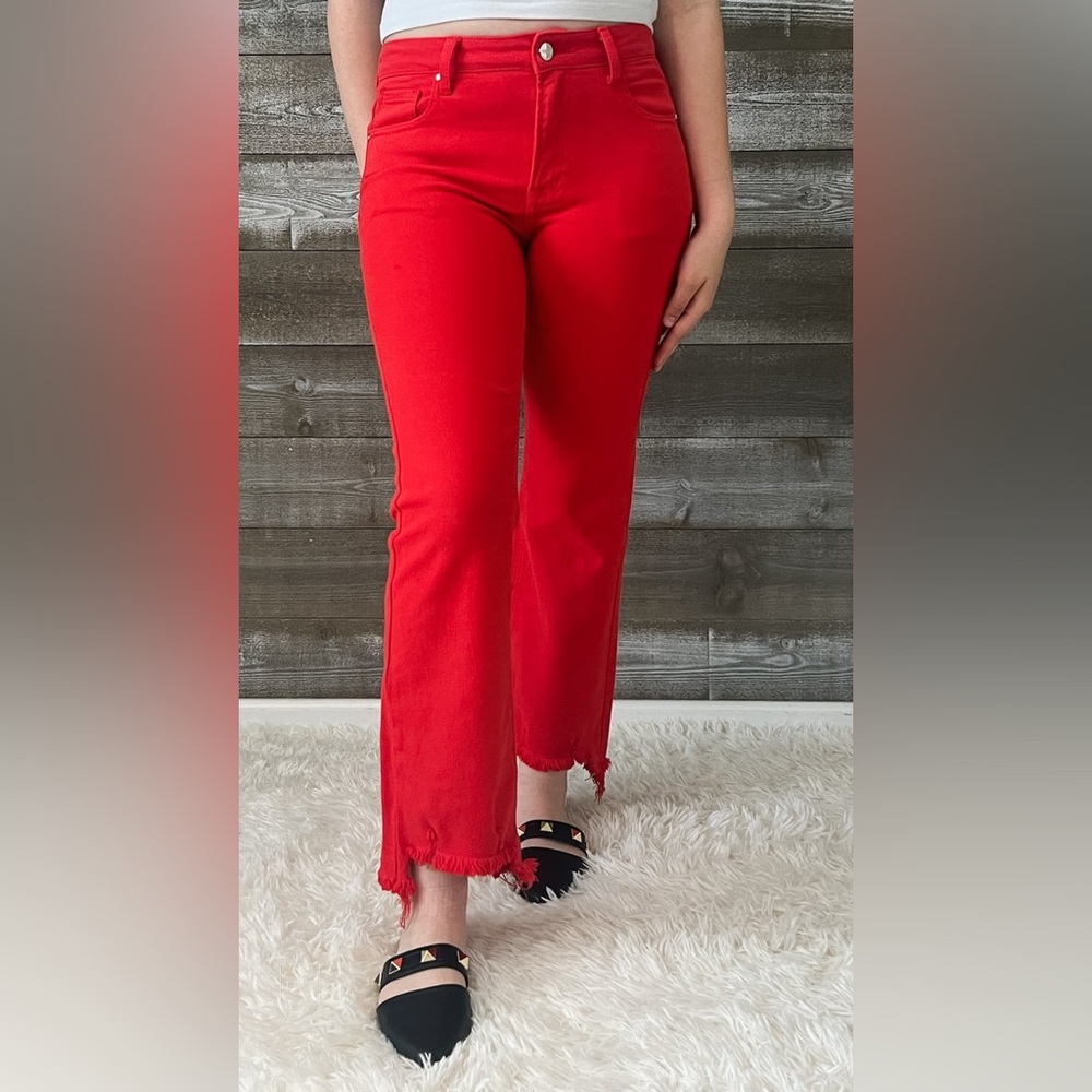 Risen Red Straight Leg Women's Jeans